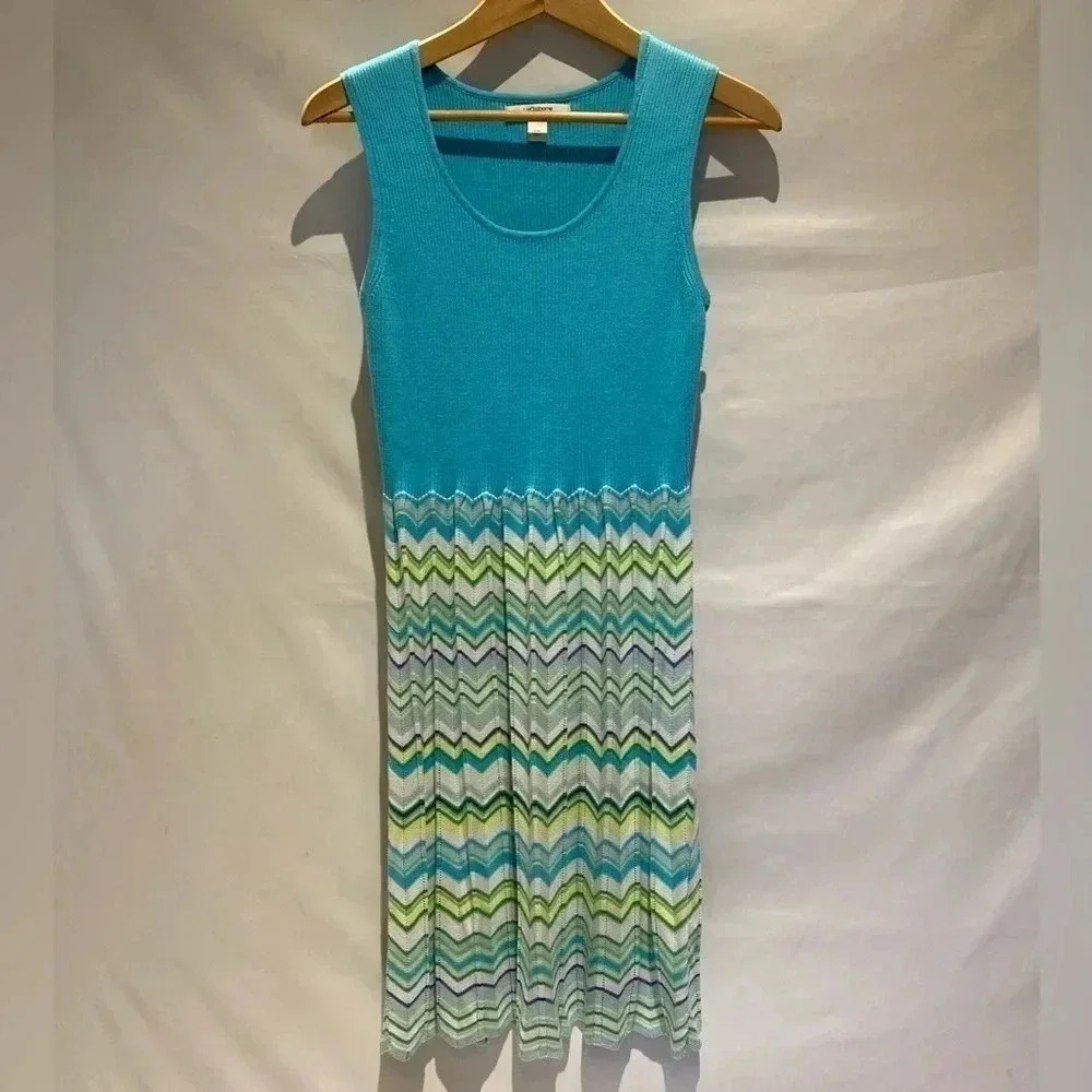 Liz Claiborne sleeveless chevron knit dress, size L